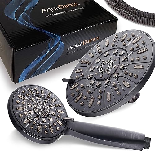 Miniatura 8 de AquaDance Combo de lluvia de 3 vías de alta presión de bronce aceitado de 7 pulgadas con manguera extra larga de 72 pulgadas disfruta de un cabezal