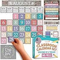 Vista 11 de Hadley Designs Juego de calendario de aula, decoración de tablón de anuncios, calendario escolar de cactus para decoración de aula, jardín