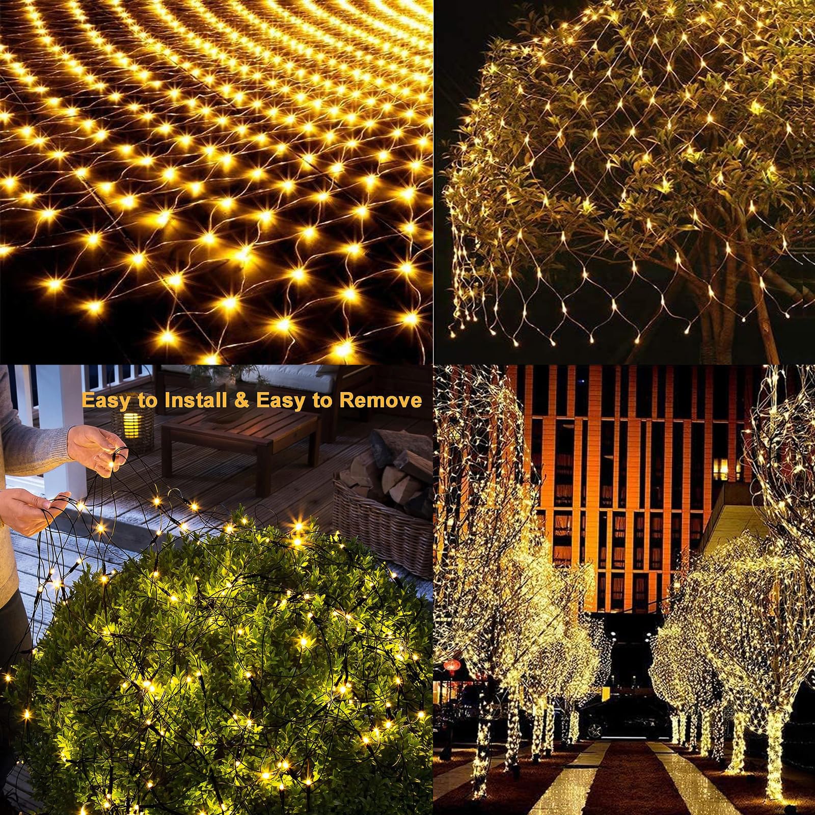 200LED Solar Lichternetz Außen,KINGCOO Wasserdicht 3x2m Solar Mesh Net Fee Lichterkette 8Modi Lichtervorhang Weihnachtsbeleuchtung für Garten Partydekoration Geburstag Hochzeit Wohnzimmer (Warmweiß-1)