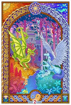 The Key - Giant Detailed Fantasy Coloring Poster - 22x32.5 Inches - Intricate Line-Art Design Great for Kids, Teens, and Adults - Excellent Activity for Indoors, at School, or Coloring With Friends