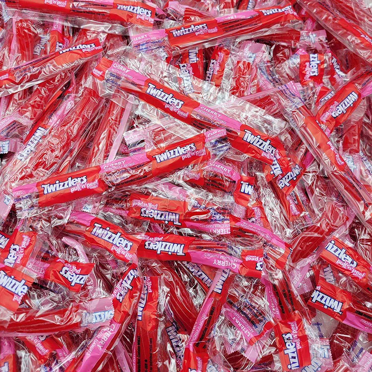 Twizzlers Pull-N-Peel Cherry Chewy Licorice Candy - Snacks Size Bulk Twizzlers - Individually Wrapped - 1 Pound (Pack of 1)