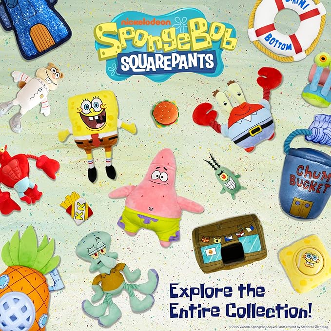 Juguete para Perros SpongeBob Plush con Squeaker, Krusty Crab, Burger & Fries miniatura 7