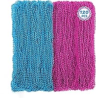 Vista 12 de Cuentas de Mardi Gras, 120 collares de cuentas, cuentas blancas de 33 pulgadas a granel, accesorios de Mardi Gras, mantas de desfile de disfraces