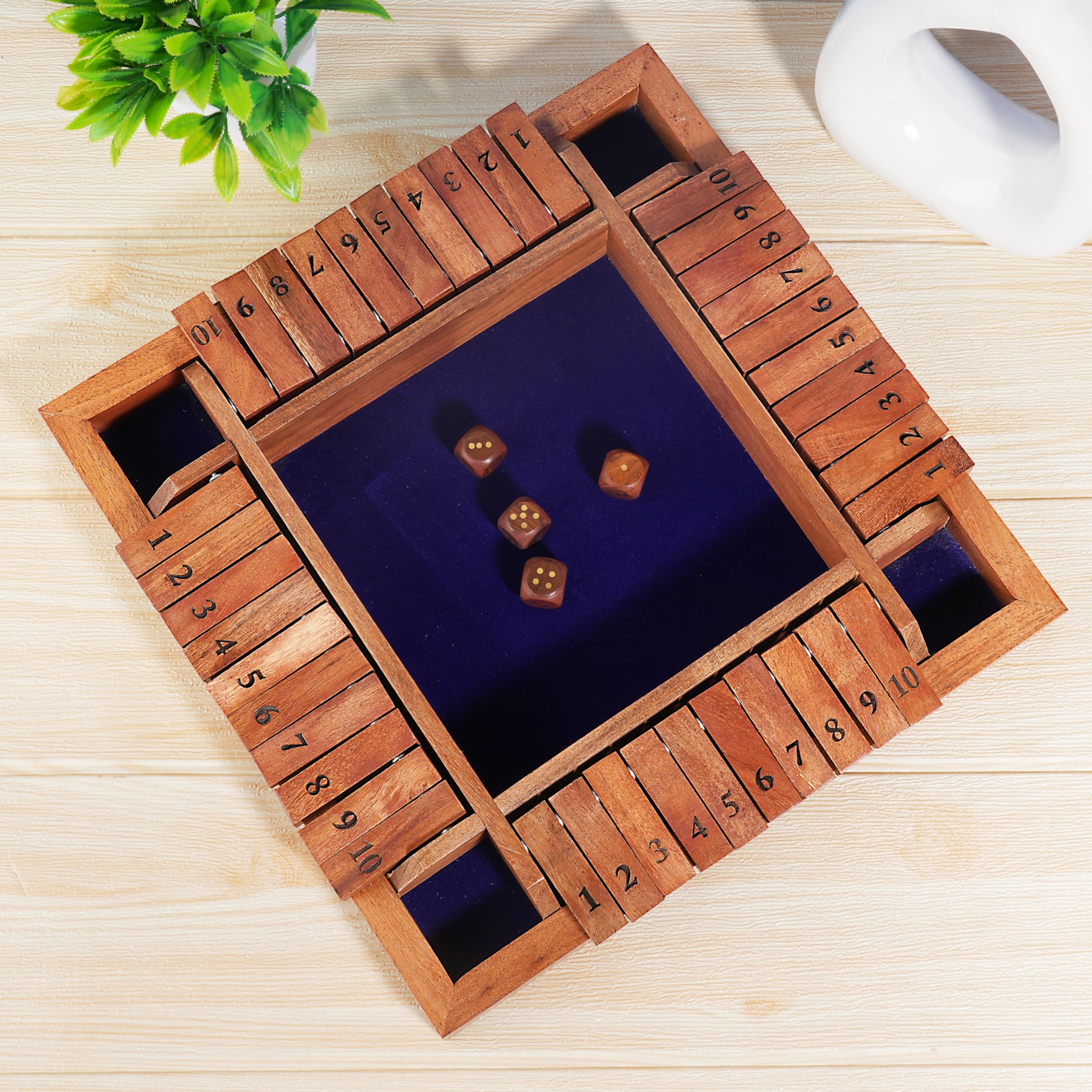 Ajuny Wooden Shut The Box Dice Game for 1-4 Players - Image 2