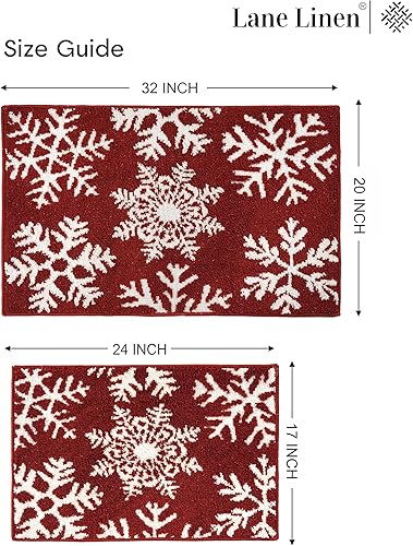 Miniatura 2 de Juego de 2 alfombras de baño de Navidad, extrasuaves y absorbentes, tapetes de baño de alta calidad para baño, tapete de ducha antideslizante,