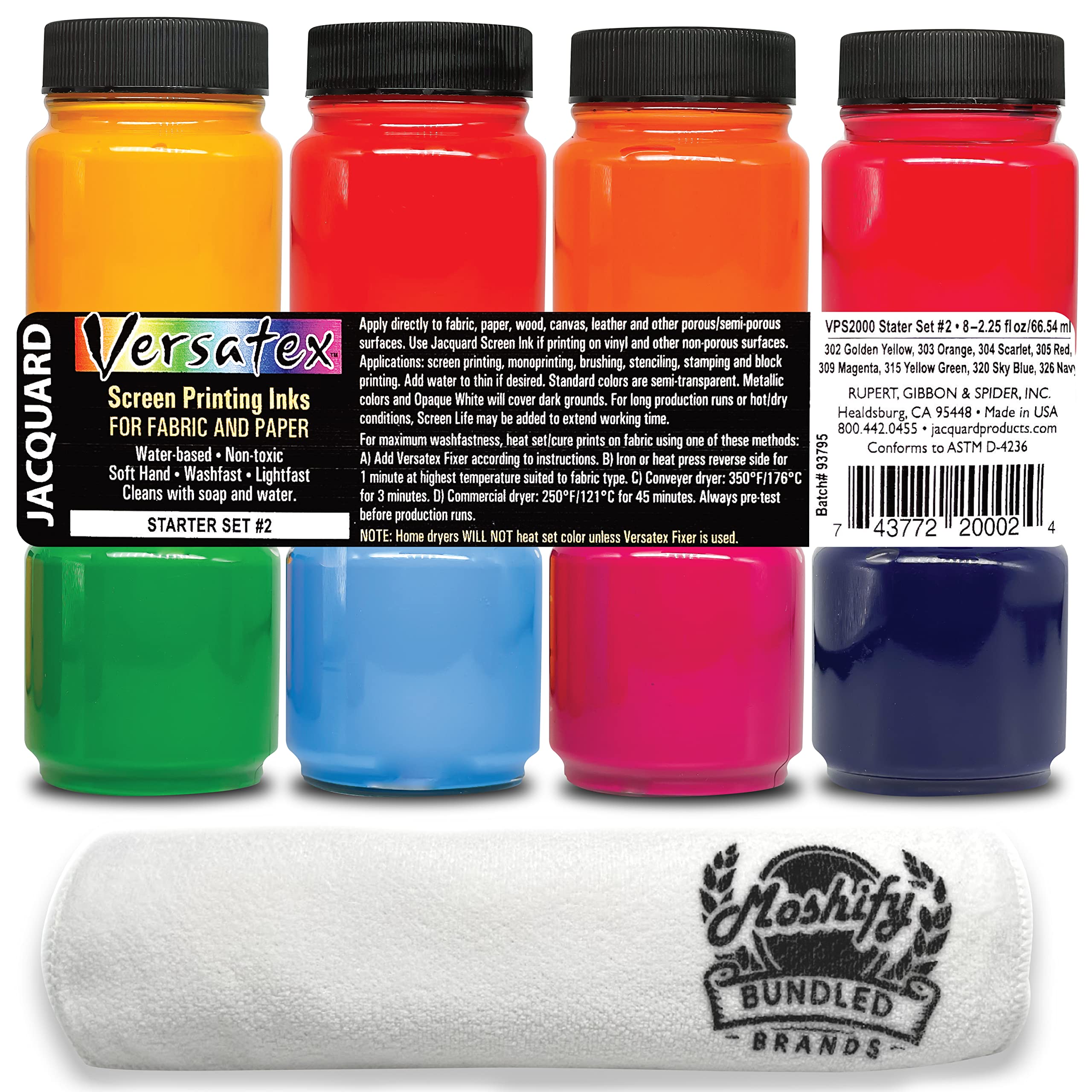 Jacquard Set Inchiostri Per Serigrafia Versatex #2, 8 Colori Da 66ml, Per Tessuti E Carta, Made In USA - 2