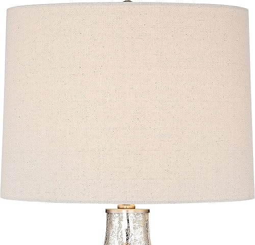 Miniatura 6 de 360 Lighting Waylon Modern Glam - Lámpara de mesa de lujo de 28 pulgadas de alto con textura de vidrio de mercurio blanco roto, decoración para sala