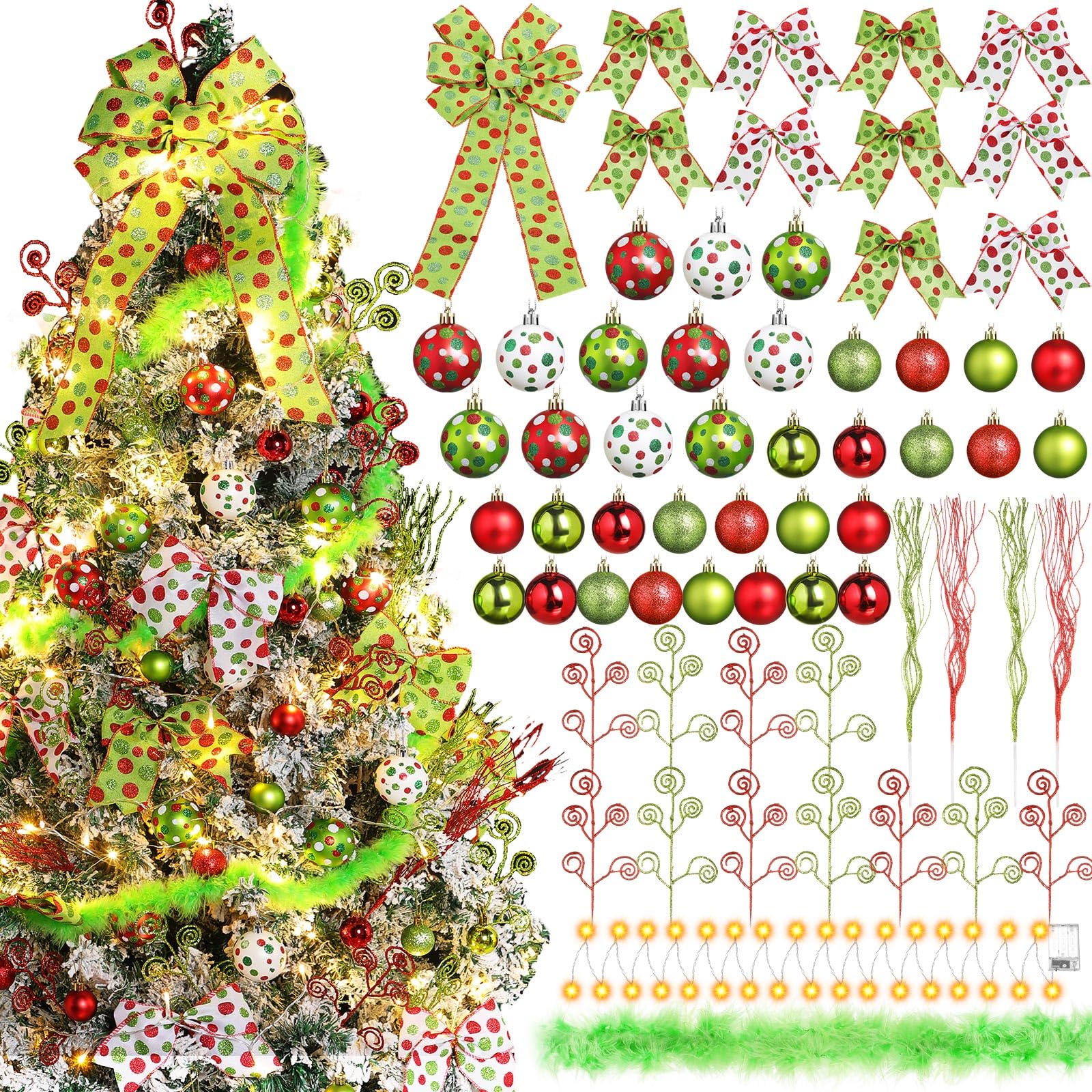 Juego de 70 adornos para árbol de Navidad con luces LED de la marca Vercraft