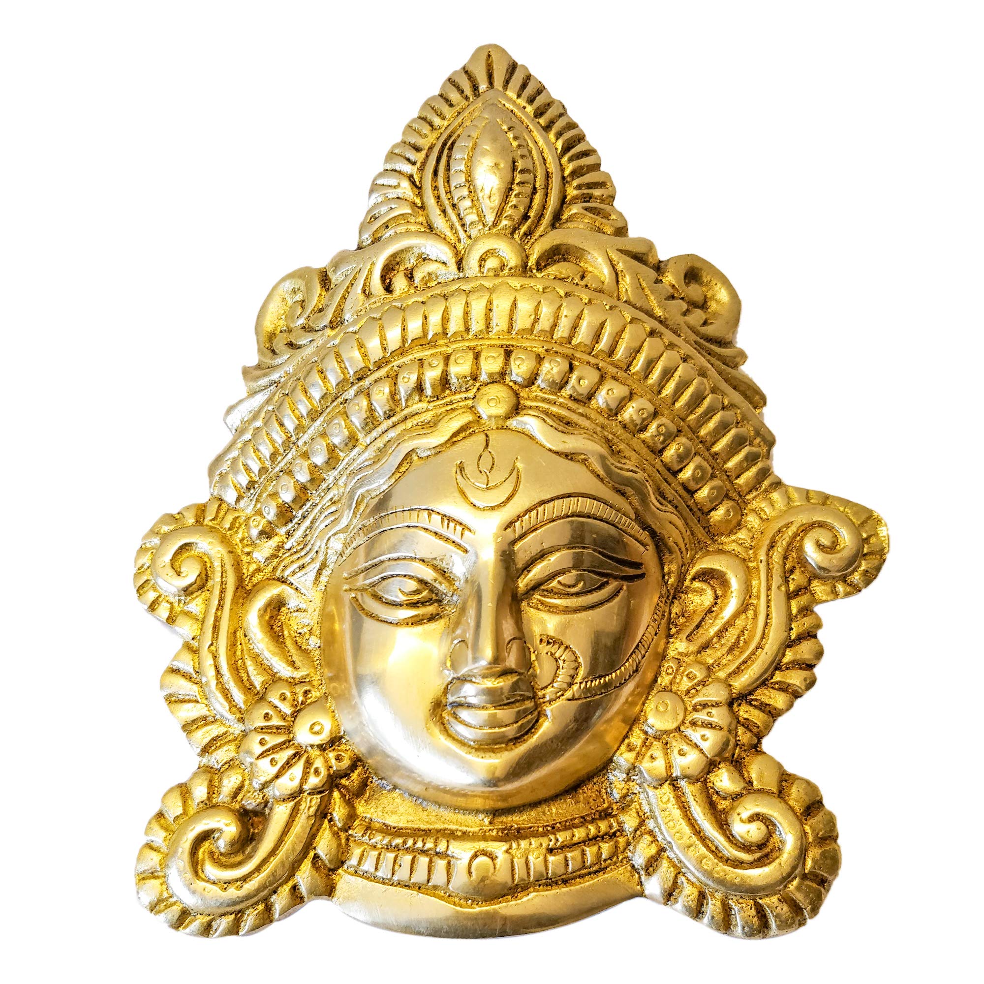 GURU JEE™ Brass Maa Durga Face Idol MATA Rani Ma Durga Wall Decor Durga MATA Face Statue for Home Decor Puja Temple Mandir Showpiece Gifts - Image 6 thumbnail