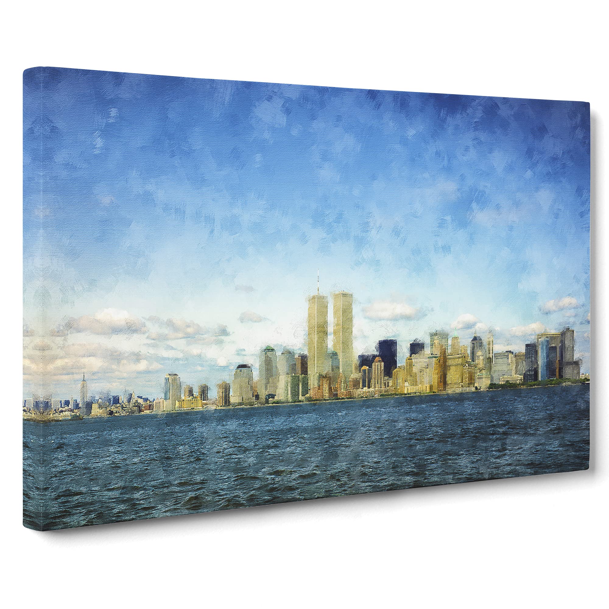 New York Skyline With The Twin Towers Canvas Print, Mixed, 25L x 50W cm