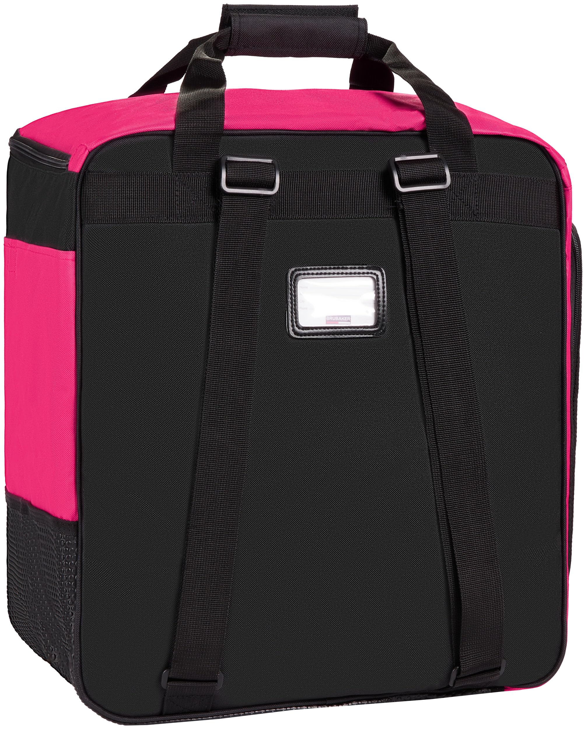 BRUBAKER Ski Kombi Set - Carver PRO - Skisack und Skischuhtasche für 1 Paar Ski 170 cm oder 190 cm + Stöcke + Schuhe + Helm - Rucksack Taschen Set für Skifahrer - Schwarz Pink