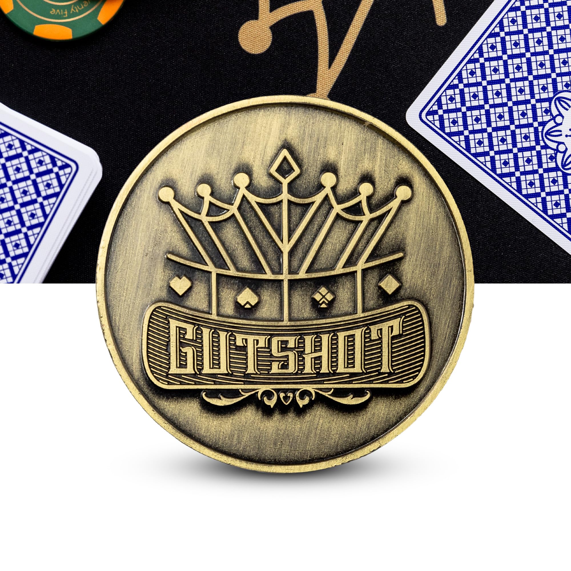GUTSHOT Premium Dealer Button - Zinc Alloy Dealer Button for Poker Games with 2