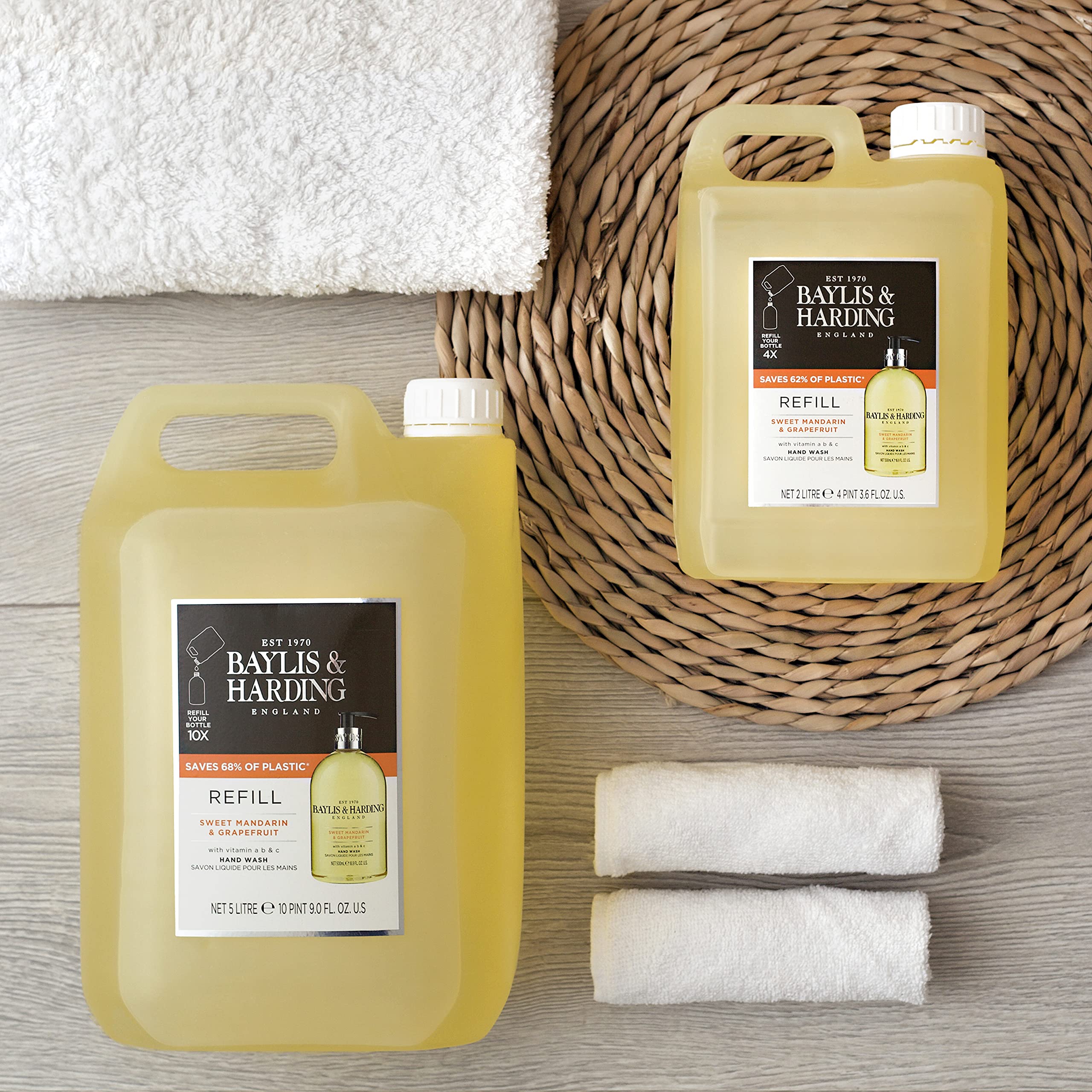 Baylis & Harding Detergente per le mani al mandarino dolce e pompelmo, ricarica da 2 litri (confezione da 3, totale 6 litri), vegano