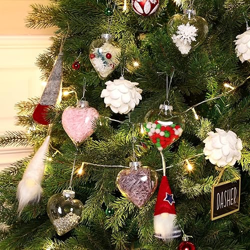 Miniatura 6 de Sratte 24 piezas de adornos de corazón para el día de San Valentín para manualidades, bolas de adorno de plástico rellenables de 3.937 in en forma