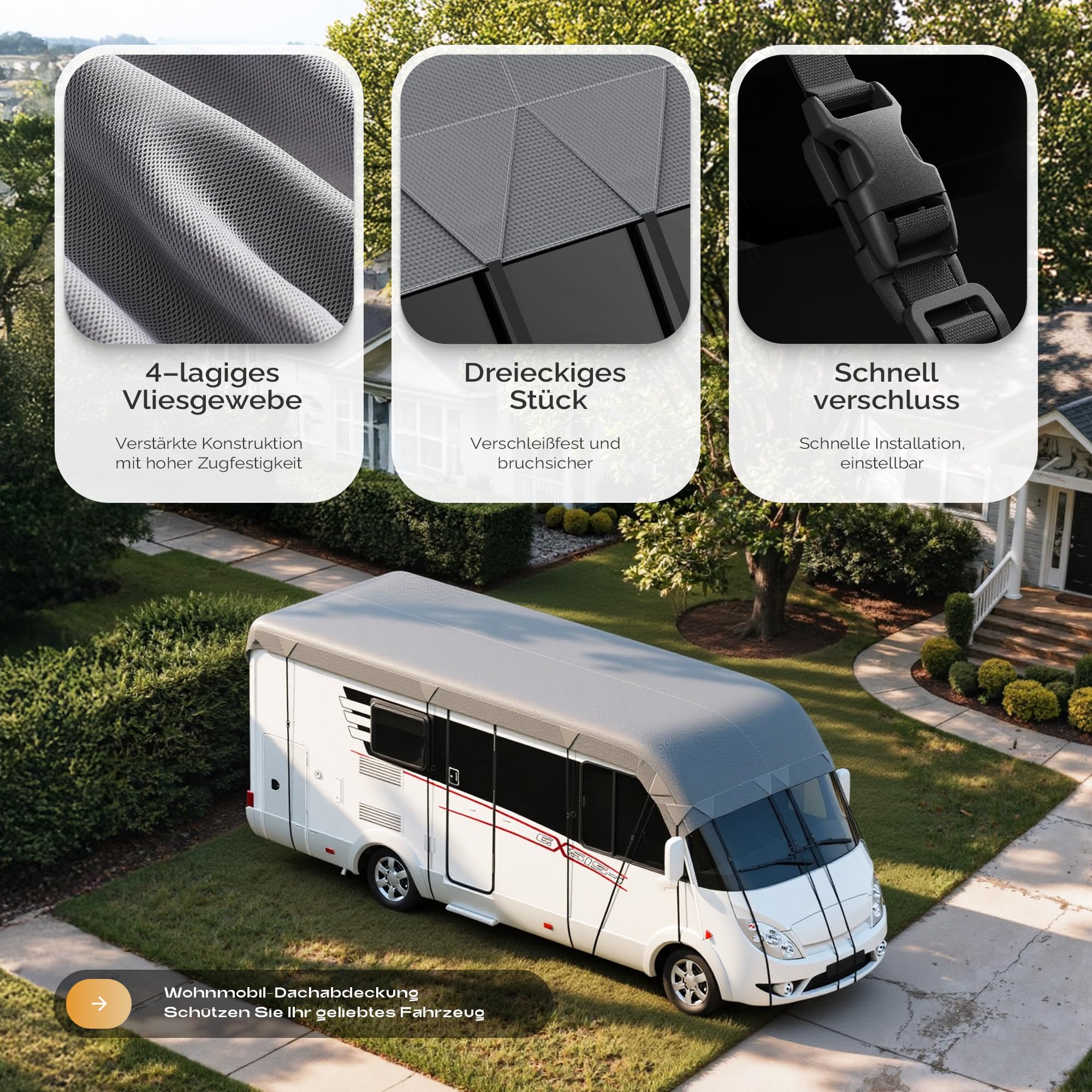 Wohnwagen Abdeckung, Hochwertige Wohnwagen Schutzhülle, Schützt Vor Staub und Nässe, für Wohnmobile und Wohnwagen(7 x 3 m)