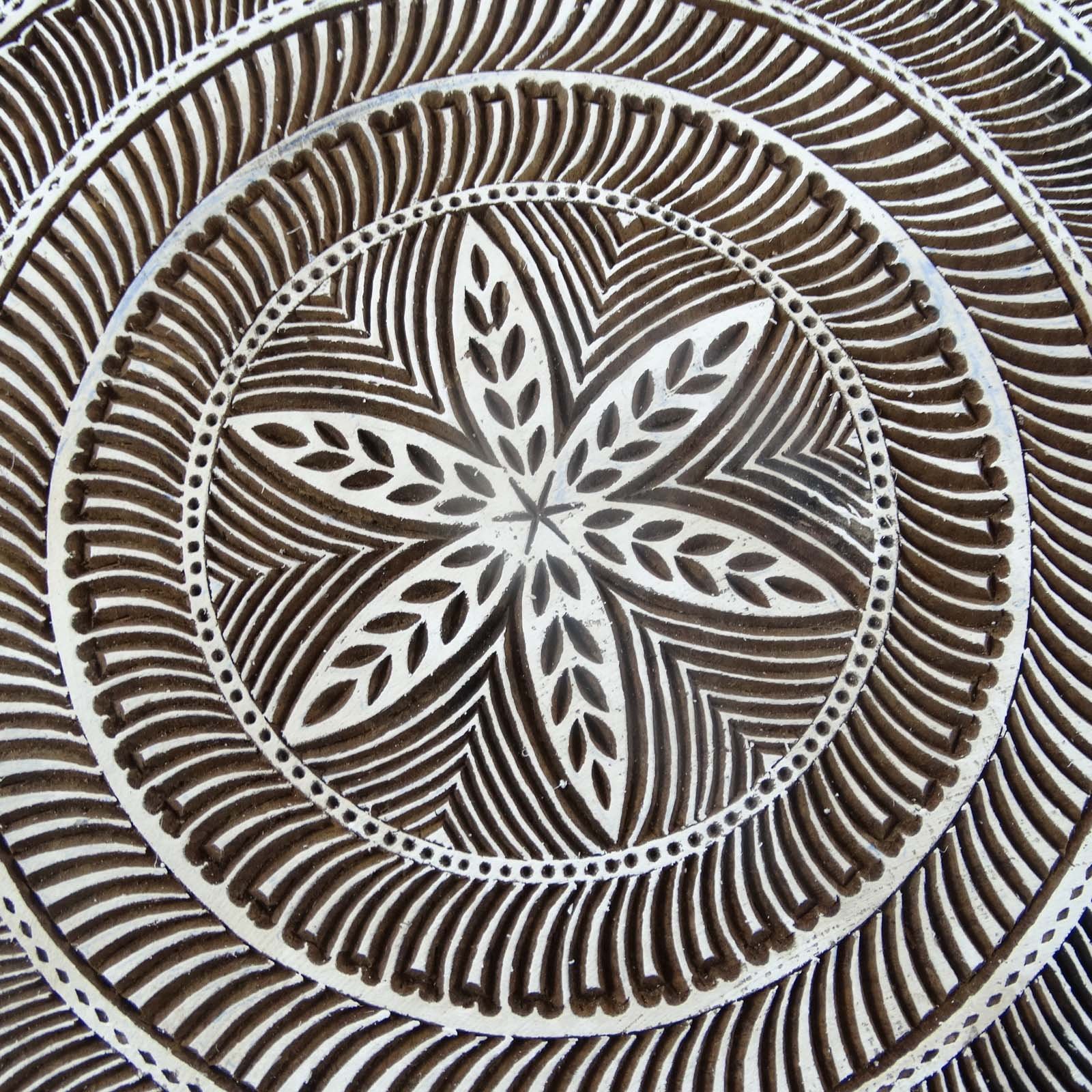 Indianbeautifulart runde Form-Holzklotz-Blumendruck-Drucktextilstempel auf Kleidergewebe