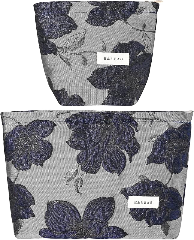 Necessaire BOCGRPU com estampa floral em jacquard brilhante, conjunto com 2