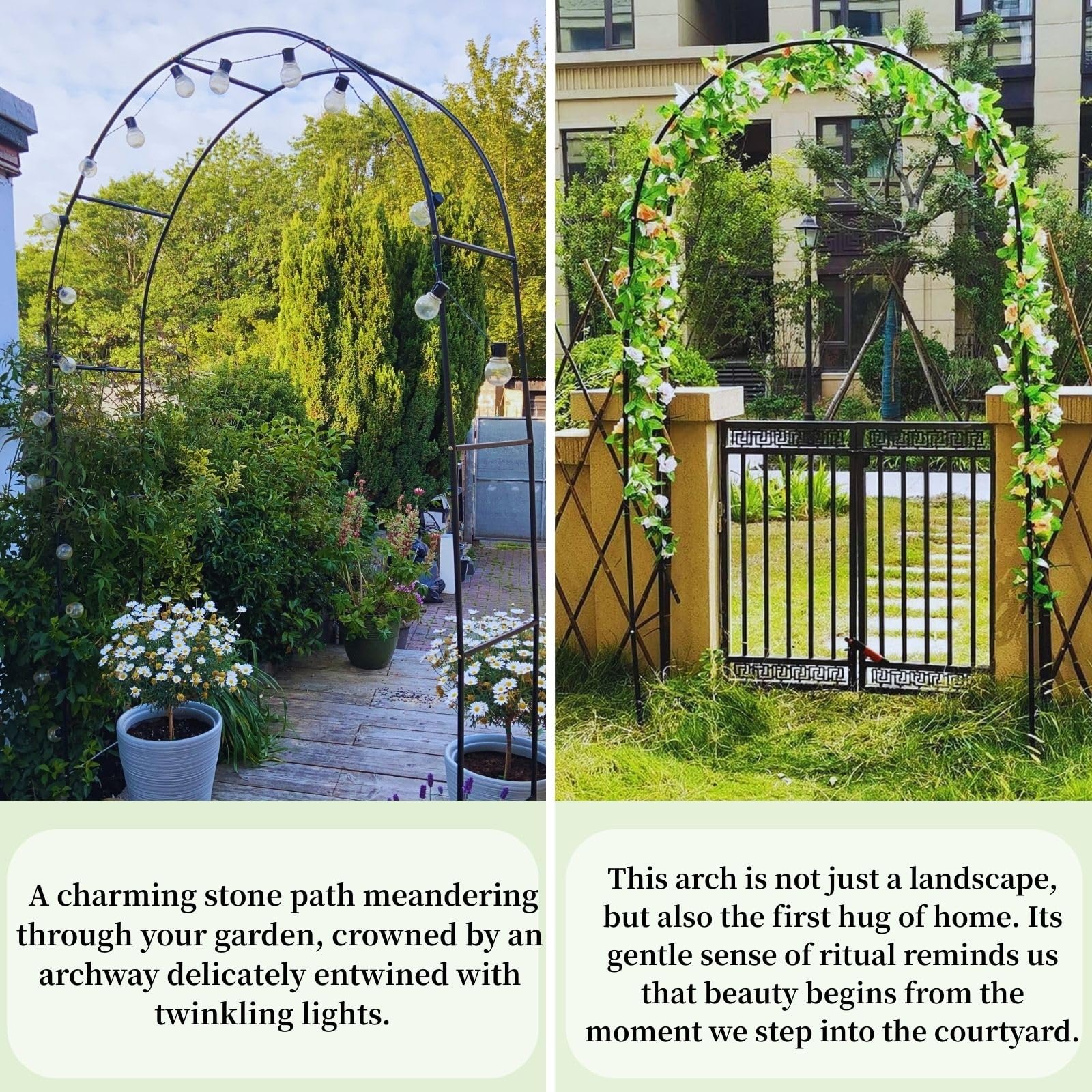 Generisch Metall-Gartenbogen für Hochzeiten im Freien – Robuste, wetterfeste Pergola, verstellbare Breite 0,8–3,5 m, Elegantes grünes Design, 240 cm breit x 220 cm hoch