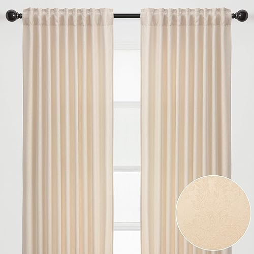 Chanasya Cortinas opacas de alta calidad con 2 paneles en relieve, pestaña trasera 3 en 1, bolsillo para barra, pestaña en anillo, para ventanas,