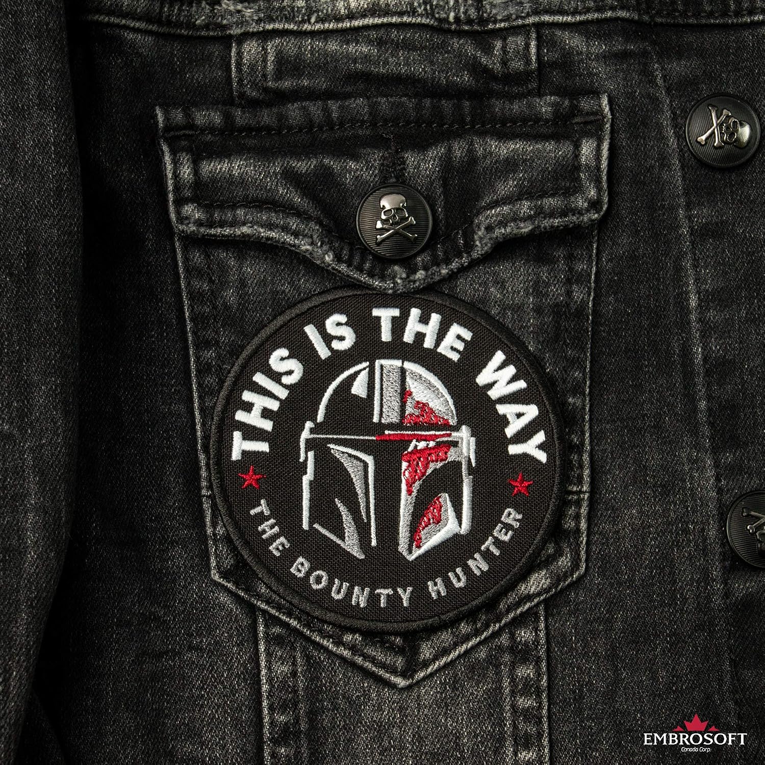 Bounty Hunter Round Patch - This is The Way - Star TV Series Morale Emblem - Embroidered Iron On - Size: 3.5 x 3.5 inches