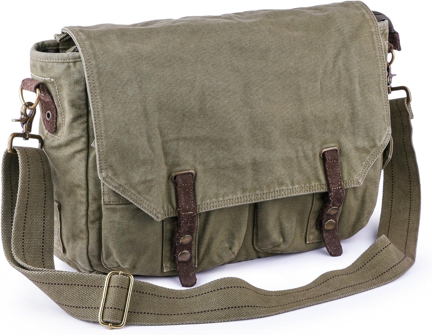 Super Brands Gootium Canvas Messenger Bag - Vintage Satchel Cross Body Shoulder Bag, Fit 15.6-Inch Laptop, Olive Green Super Brands Gootium Canvas Messenger Bag - Vintage Satchel Cross Body Shoulder Bag, Fit 15.6-Inch Laptop, Olive Green