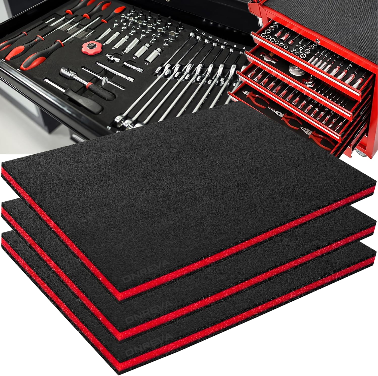 ONREVA Tool Box Liner, Professional Toolbox Drawer Liners 16 inch Wide