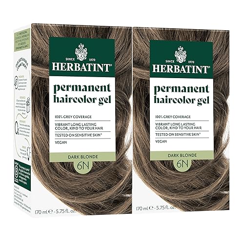 Herbatint Gel permanente para el cabello rubio oscuro 6N sin alcohol vegano cobertura 100 gris paquete de 2