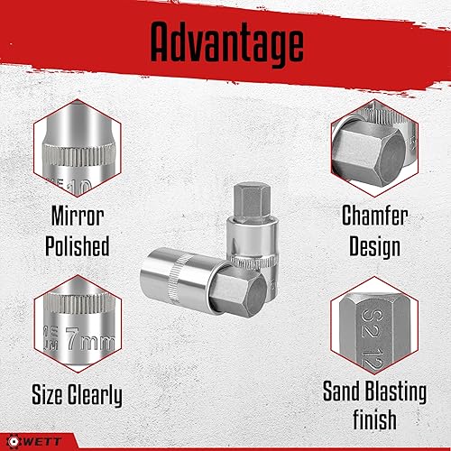 Miniatura 12 de WETT Master Torx - Juego de llaves de vaso Torx externas, 60 piezas de 1/4", 3/8", 1/2" de accionamiento E-Torx