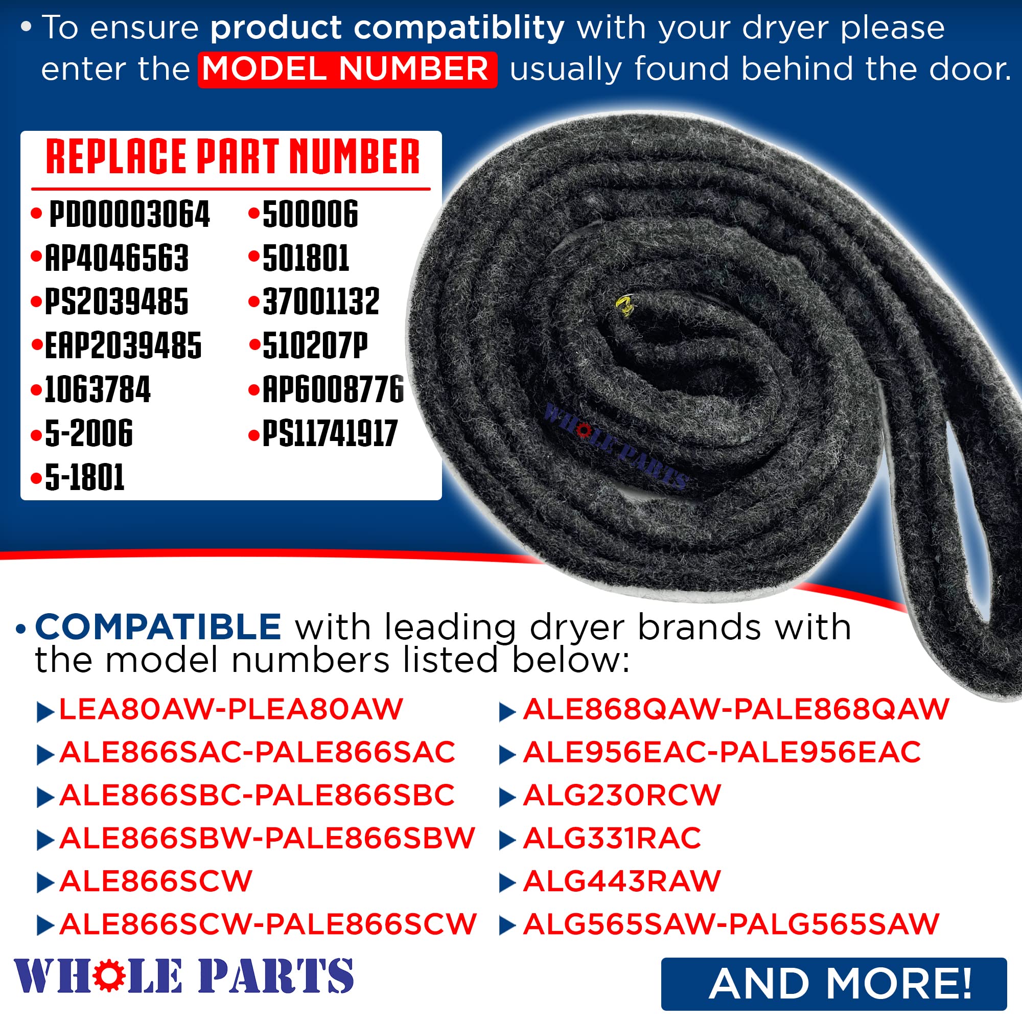 Amazon.com: Whole Parts Dryer Drum Felt Seal Part # WP37001132 
