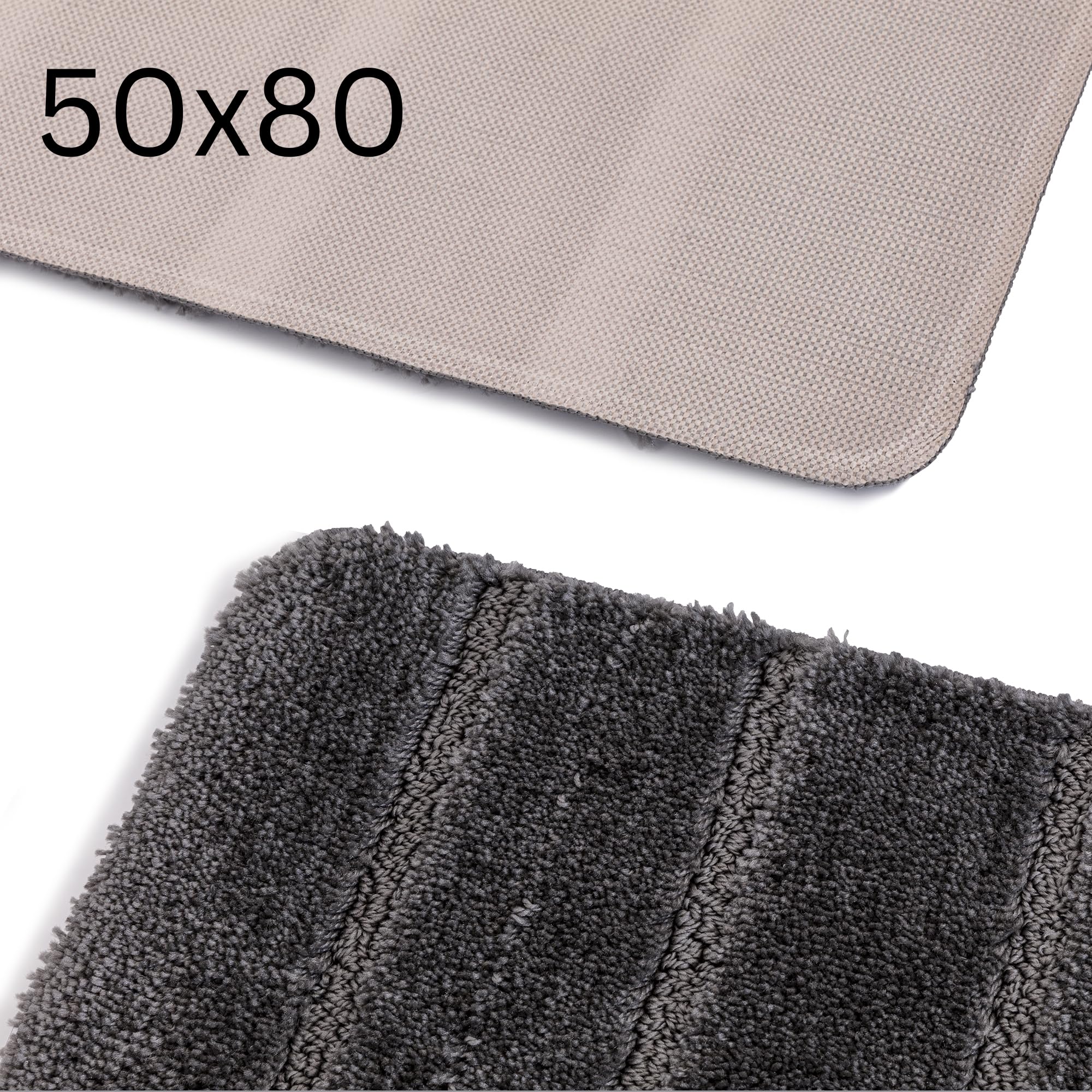 Nest & Nibble Bathroom Bath Mat (Charcoal, 50 x 80 cm) Non-Slip Toilet Floor Mat, 50x80 - Image 2