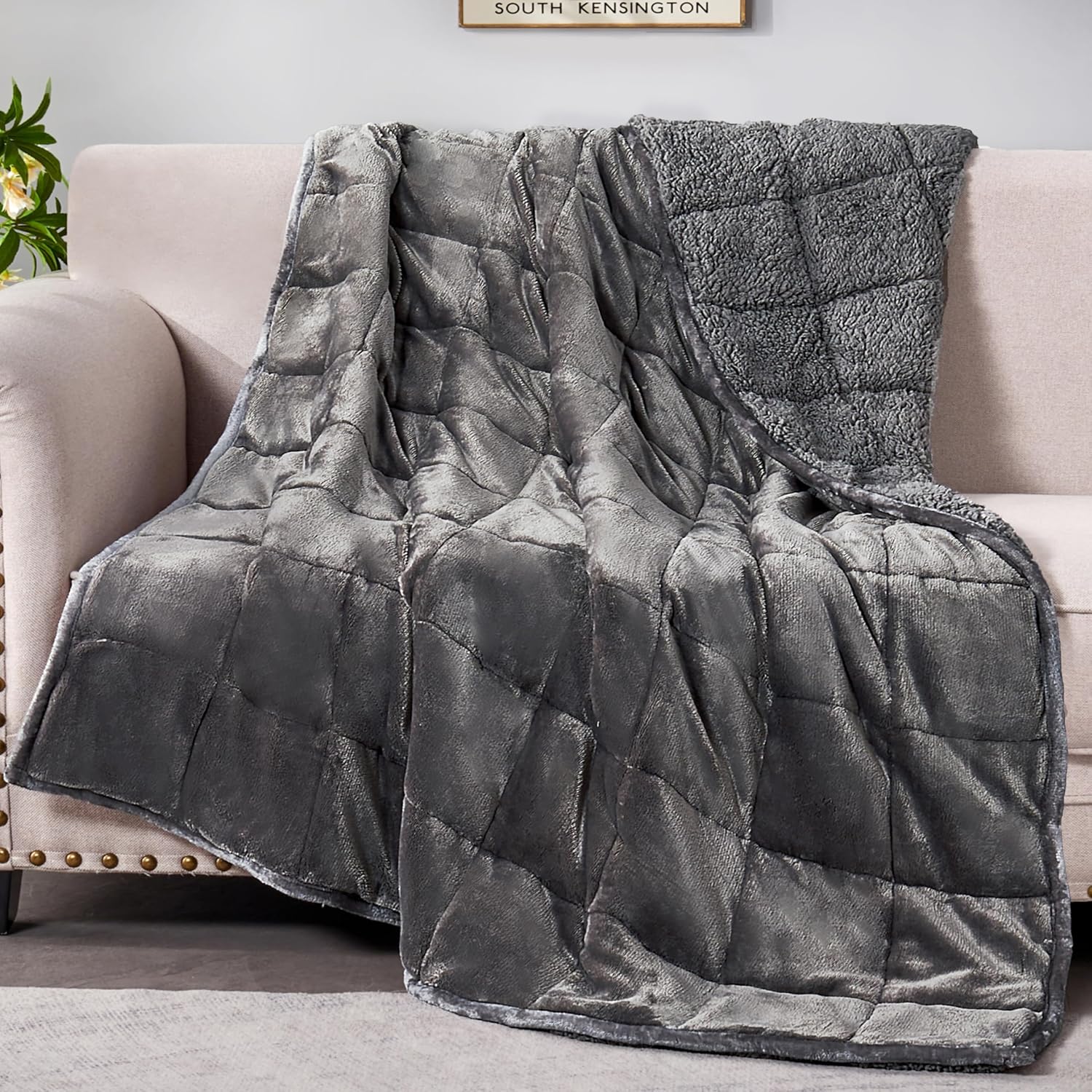 Edenleaf Sherpa Fleece Weighted Blanket Queen Size, Soft