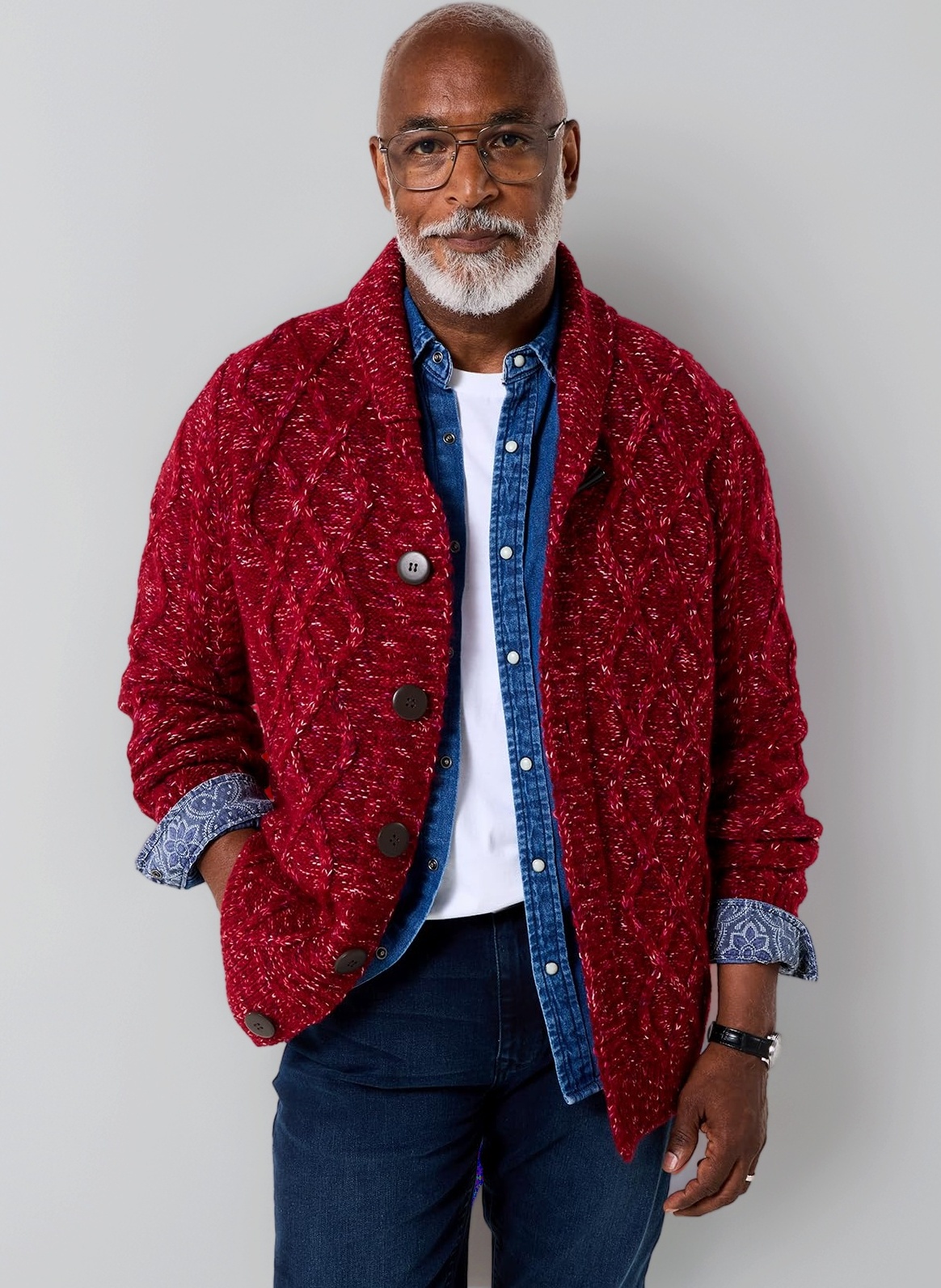 Joe Browns Men's Stylish Toggle Button Cable Cardigan, Regular