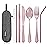 Portable Stainless Steel Flatware Set, Travel Camping Cutlery Set, Portable Utensil Travel Silverware Dinnerware Set with a Waterproof Case (Pink)