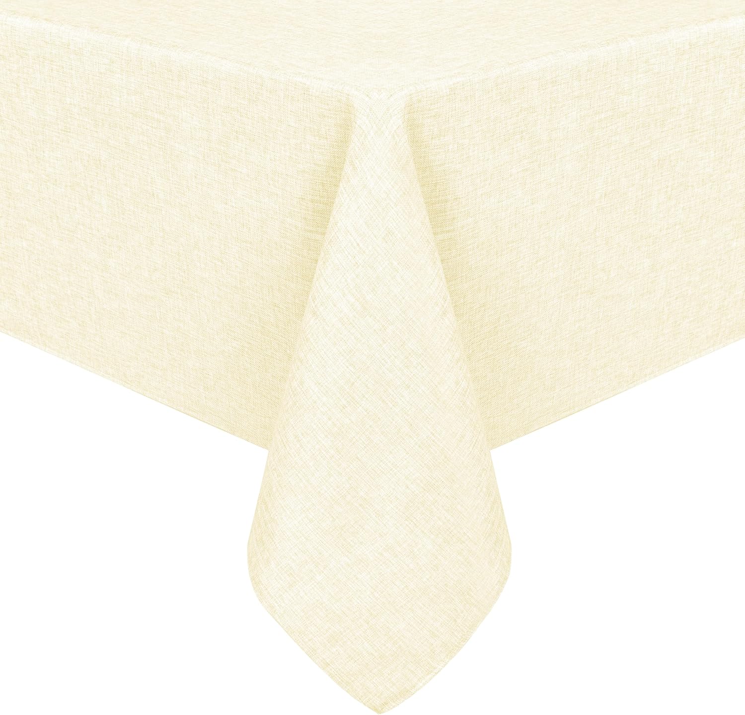 Hiasan Faux Linen Rectangle Tablecloth - Wrinkle and Stain Resistant Washable Table Cloth for Kitchen Dining Room Holiday Table Cover for Dinner, Champagne, 60 x 84 Inch