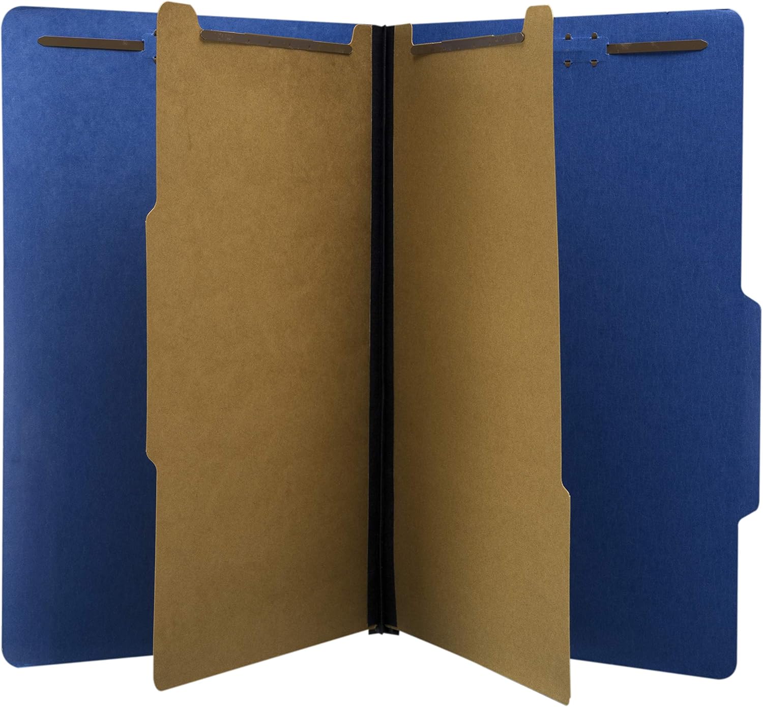 The File King Pressboard Classification Blue Partition File Folder | Legal Size - Box of 10 | Two Dividers | Six 2” Durable Fastener Prongs | 2/5 Cut Top Tab | 2” Expansion