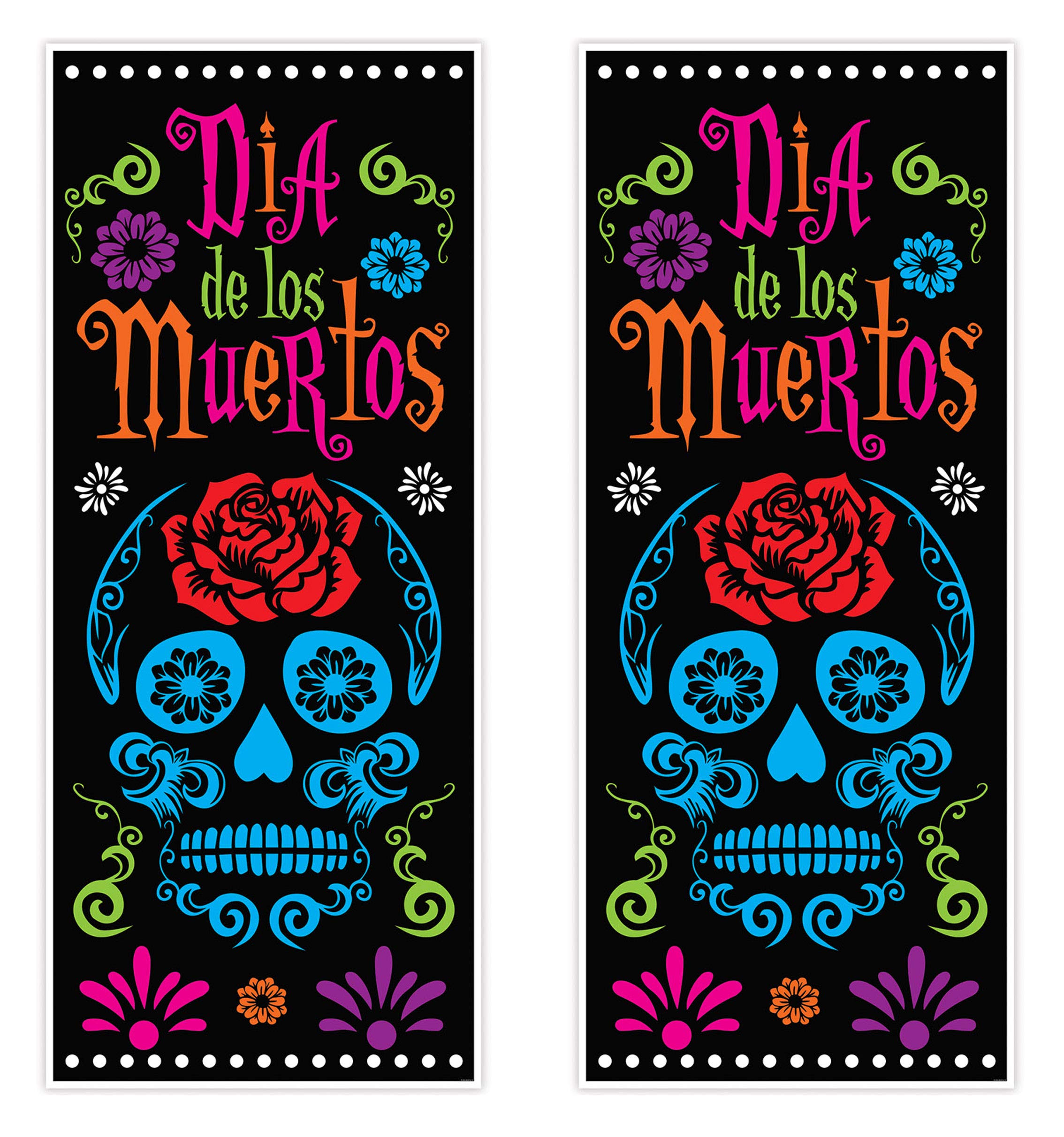 Beistle 00384 Day of The Dead Door Covers 2 Piece, 30 Inches x 6 Inches, Multicoloured