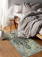 Vista 7 de Wonnitar Alfombra bohemia para lavandería, 2 x 4.3 pulgadas, lavable, antideslizante, envejecida, suave, alfombra de baño, alfombra bohemia de pelo