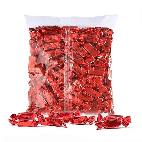 Red Foils - Caramelos masticables Taffy, bolsa de 1 libra de caramelos Kosher con temática de color rojo envueltos individualmente con sabor a fruta
