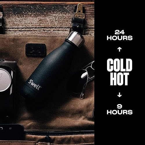 Miniatura 6 de S'well Botella de agua de acero inoxidable, 17 onzas, jaspe verde, recipientes aislados al vacío de triple capa que mantiene las bebidas frías