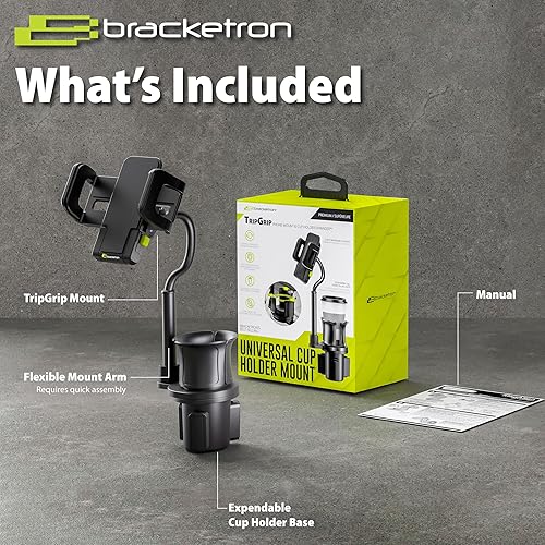 Miniatura 7 de Bracketron TripGrip - Soporte para portavasos y teléfono celular para coche, manos libres, soporte para teléfono celular