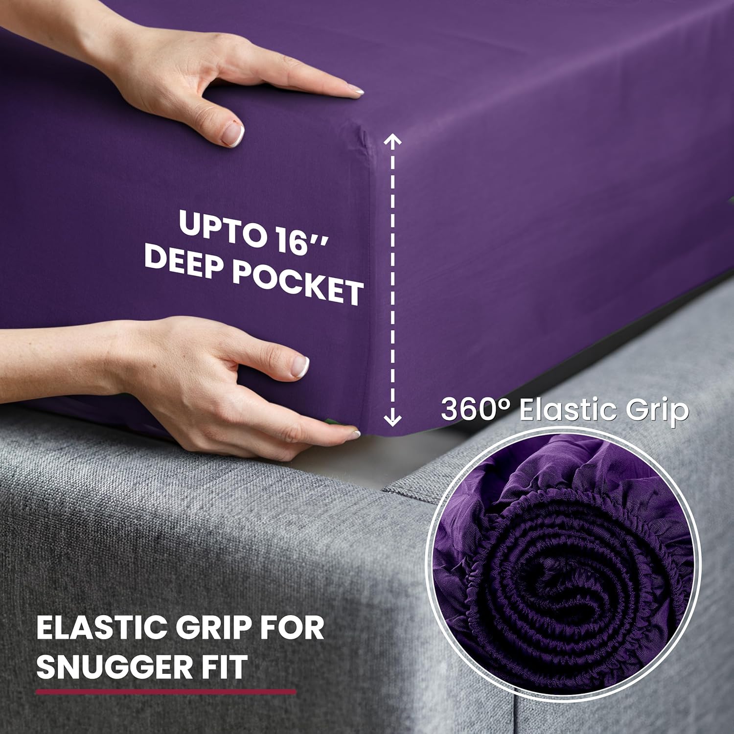 LUX Décor Bamboo Viscose Sheet Sets - Organic 35% Viscose derived from Bamboo Rayon Blend with 65% Polyester - Cooling, Breathable & Soft, Hotel Luxury Experience – Queen, Purple