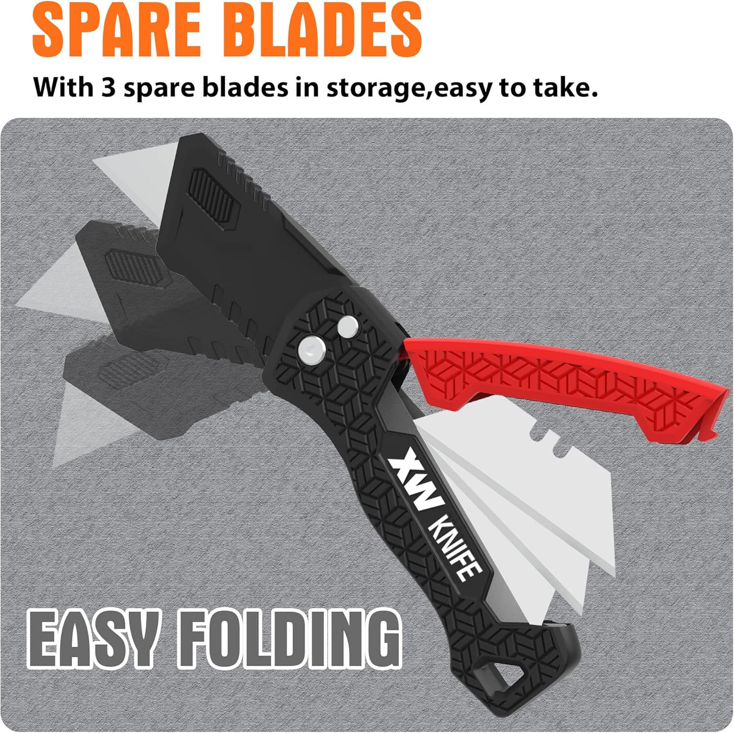 XW Utility Knife Set, Retractable Box Cutter and Folding Utility Knife with Blade Storage Design, Total 20 Blades Included, 4-Pack