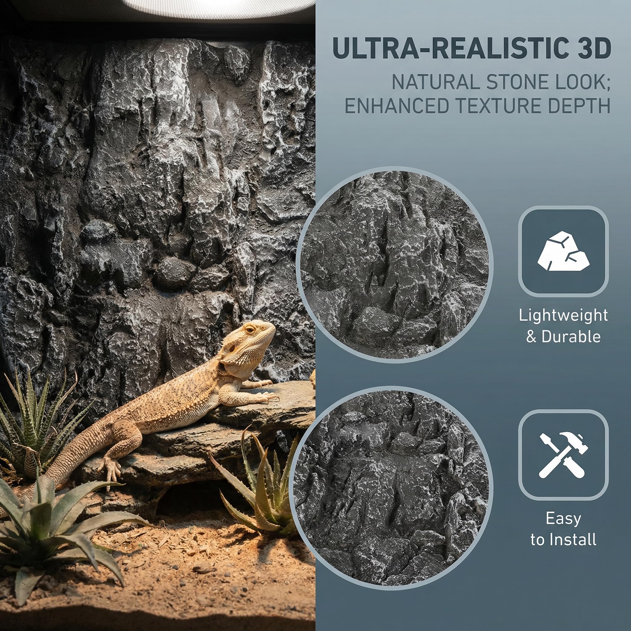 Toddmomy Toile de fond 3D pour terrarium de reptiles - Toile de fond décorative pour terrarium barbu, lézard, gecko, araignée, caméléon, tortue, poisson