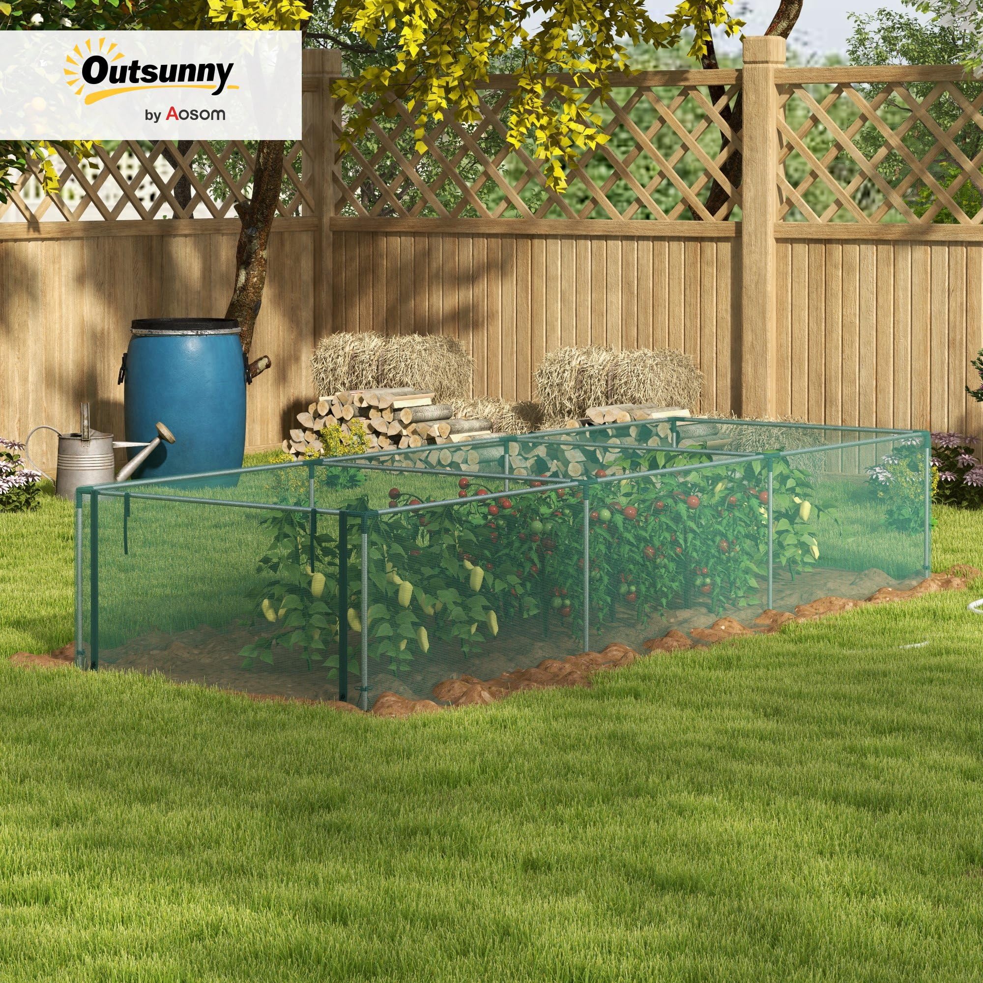 Outsunny Serre de Jardin Serre à Tomates Filet HDPE125 x248 x 62,5 cm | Protection, Porte Zippée Enroulable