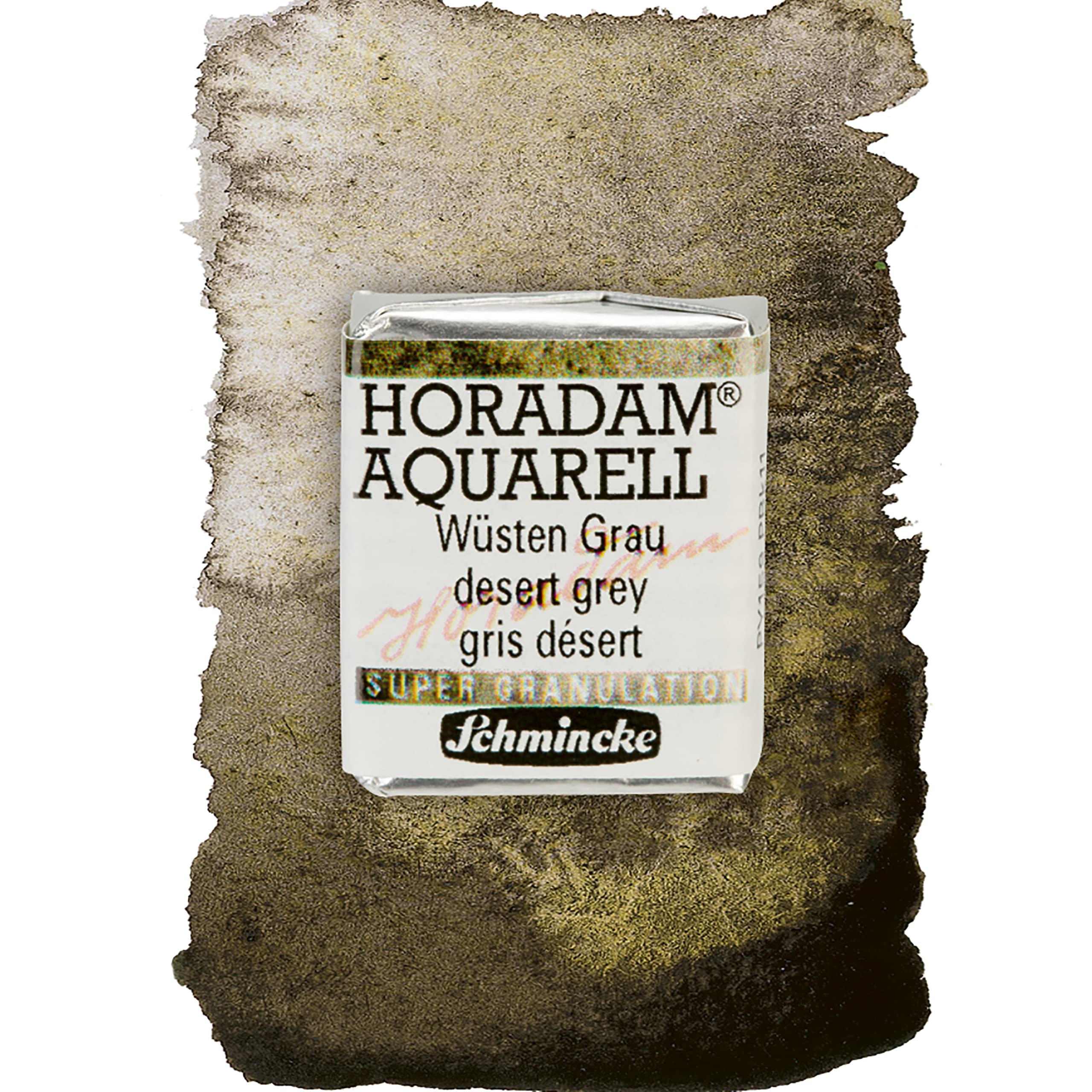 Schmincke - HORADAM® AQUARELL, Super Granulation, 14 925 044 Desert Grey, 1/2 pans, very strong granulating tones, finest, super granulating watercolors