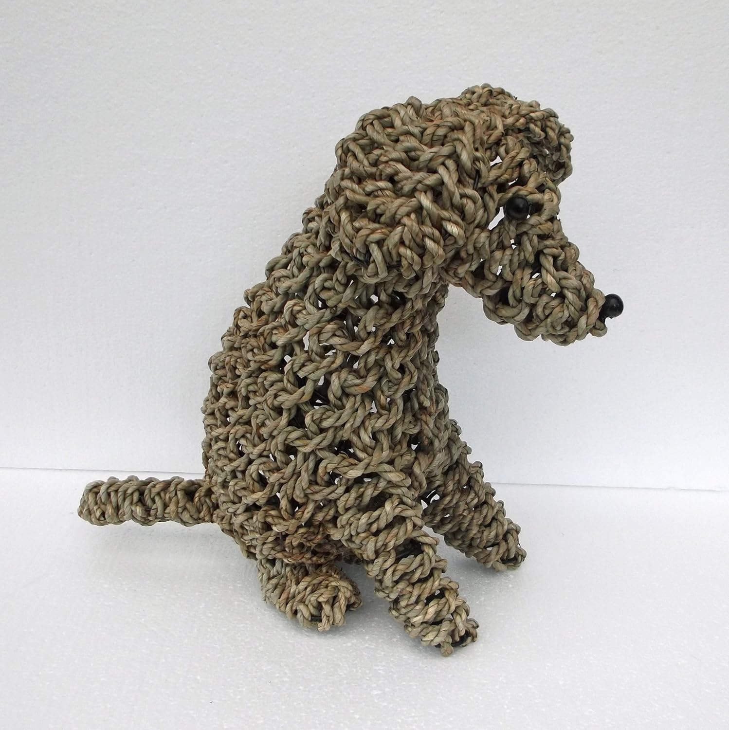 Unusual Hand Made Twisted Banana Leaf Dog ornament Natural Amazon