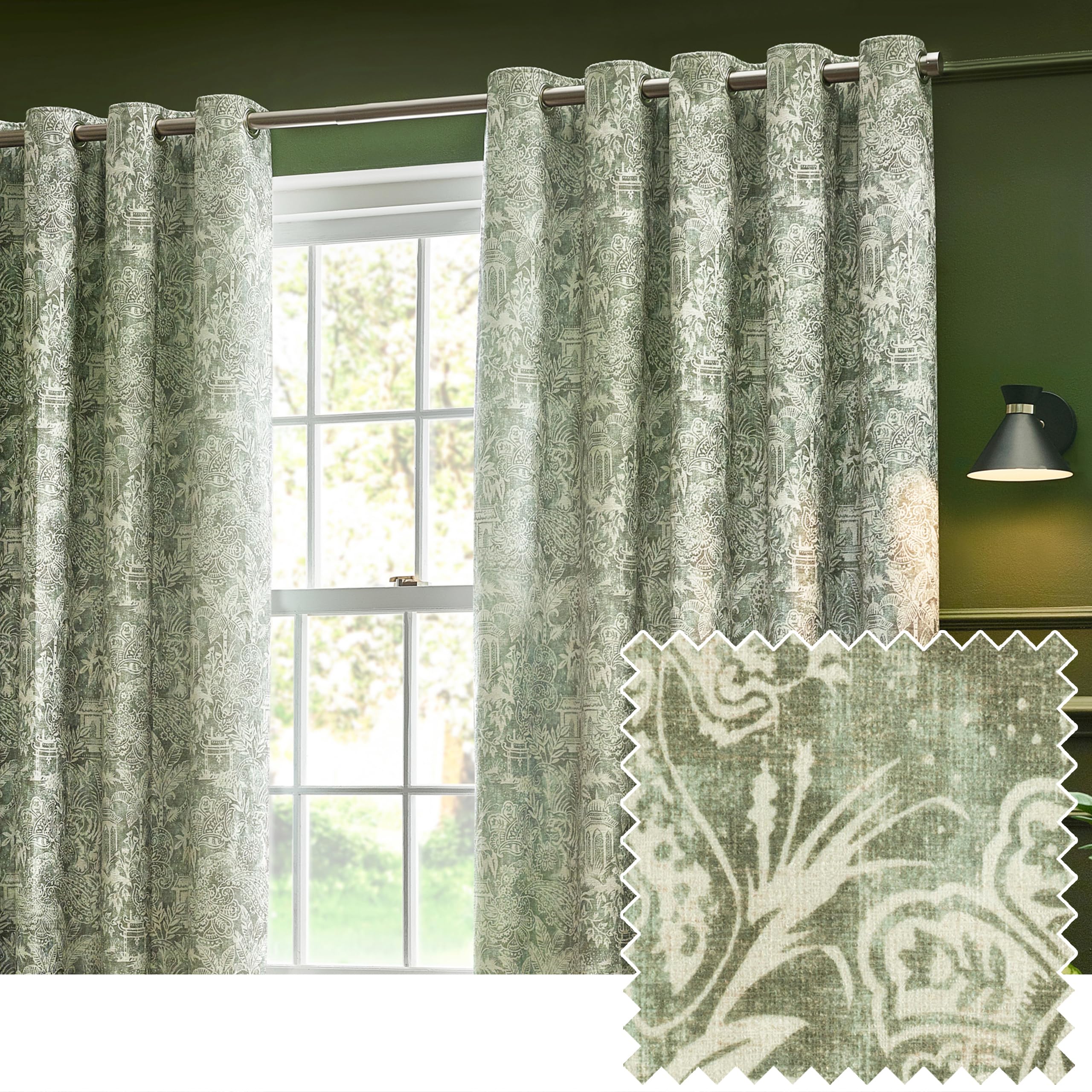 furn. Wylder Tropics Bengal Chenille Eyelet Curtains, 117cm x 137cm