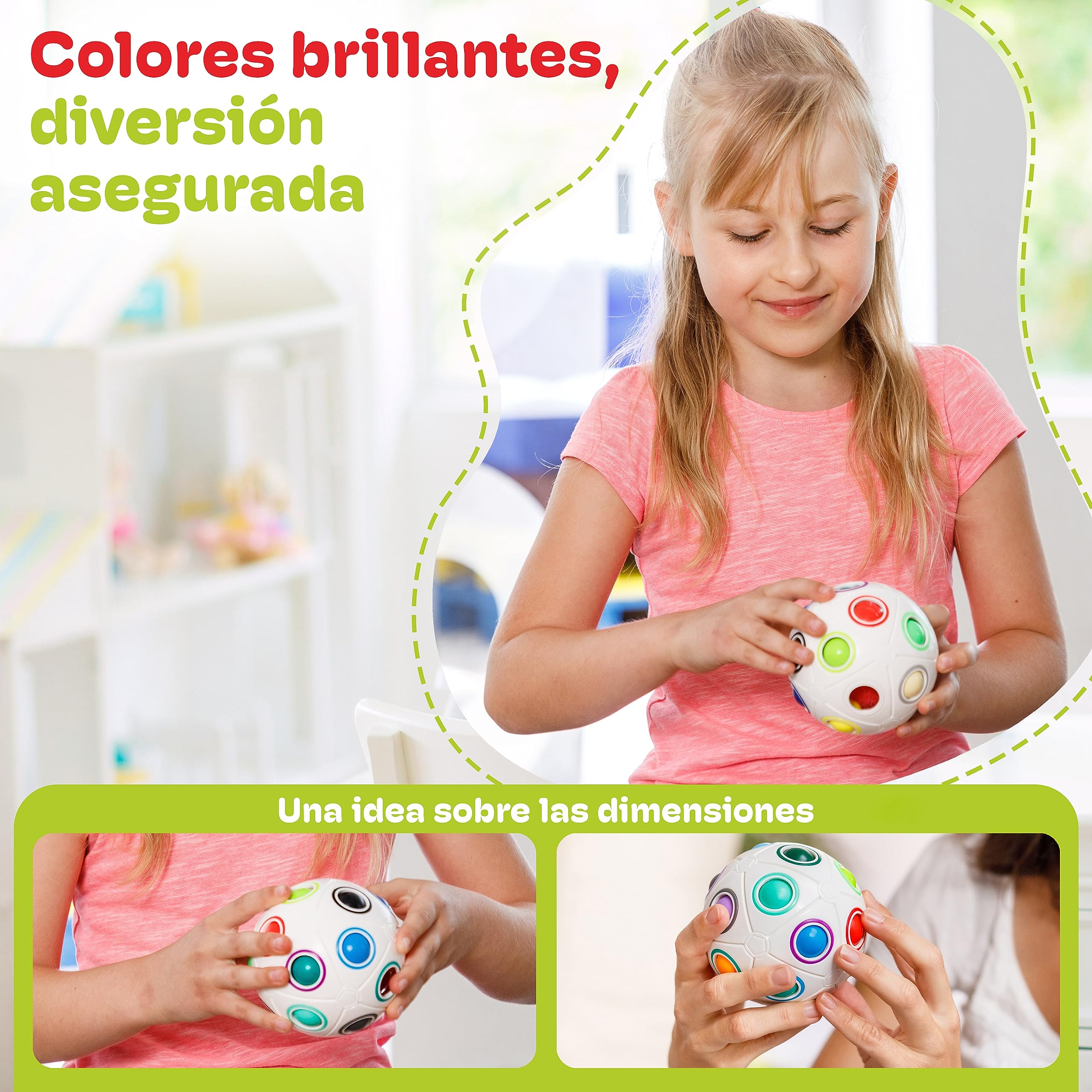 CUBIDI® Bola Mágica Arcoíris Grande Puzzle 3D. Rompecabezas Niños Ideal También como Rompecabezas Adultos. Juguetes Antiestres Adultos y Perfectos como Regalo Niña 6 Años y Niño.