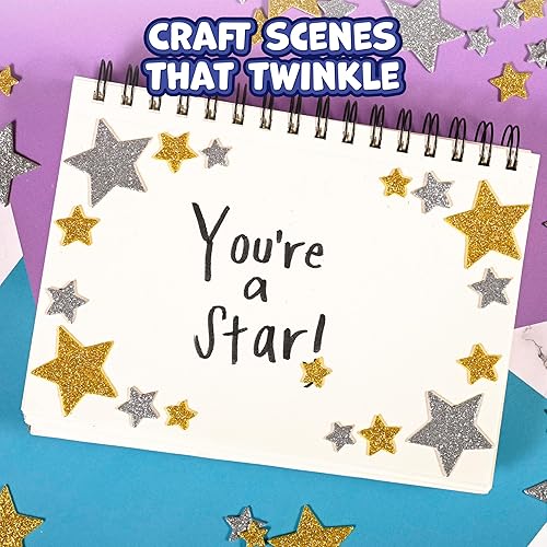 Miniatura 5 de READY 2 LEARN Calcomanías de espuma con purpurina, estrellas plateadas y doradas, paquete de 168 unidades, calcomanías autoadhesivas para álbumes de