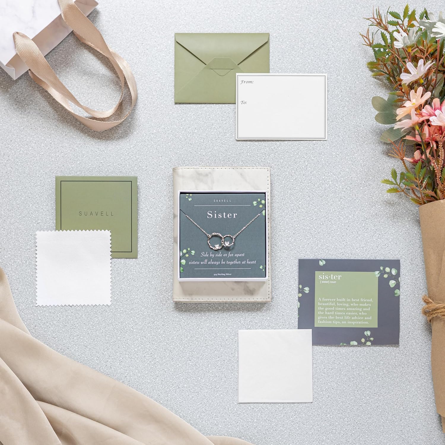 Suavell Sister Necklace – Sterling Silver Interlocking Double Circle Necklace Jewelry for Women – Meaningful Birthday Gift for Sister, Maid of Honor Gift or Bridesmaid - Image 6